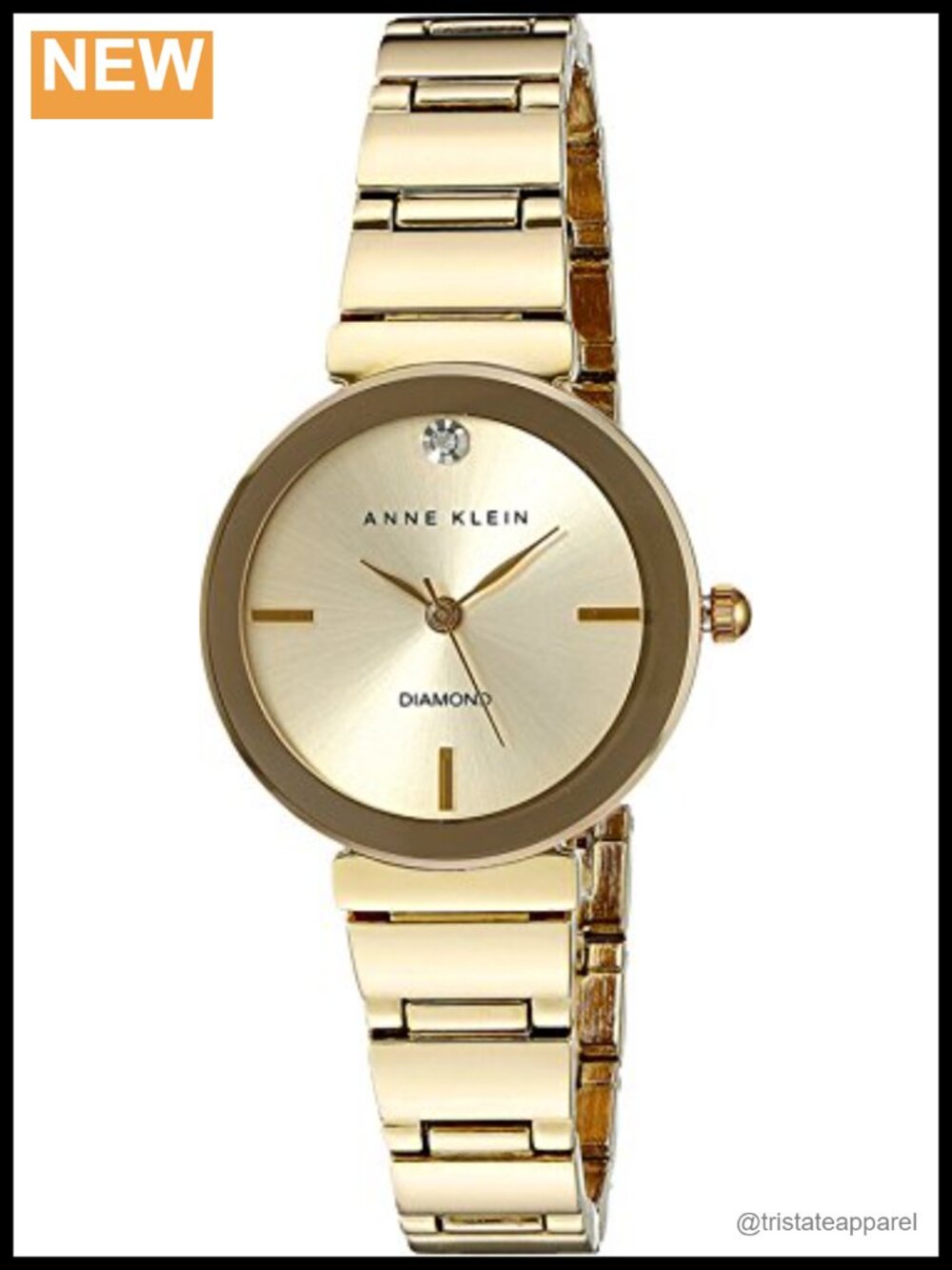 Genuine Diamond Dial Bracelet Watch Gold-Tone Adjustable Link